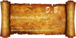 Dobrovszky Bekő névjegykártya